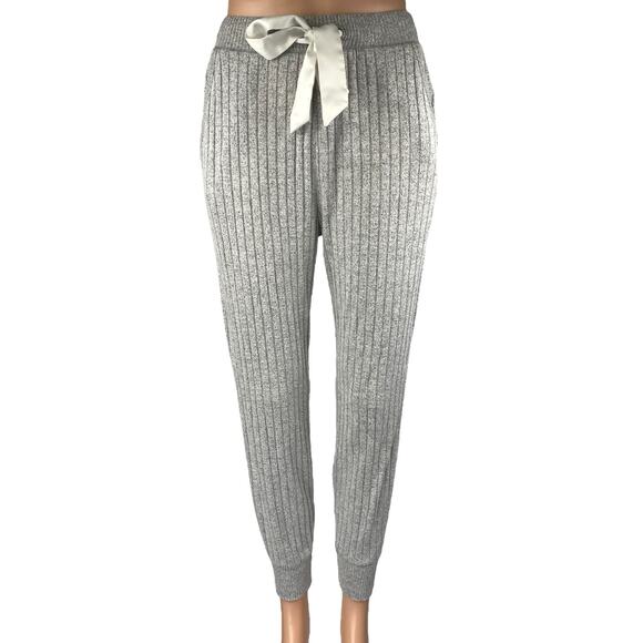 Abercrombie & Fitch Women's Gray Ribbed Tapered Lounge Joggers Sweatpants Sz XS - Picture 1 of 4